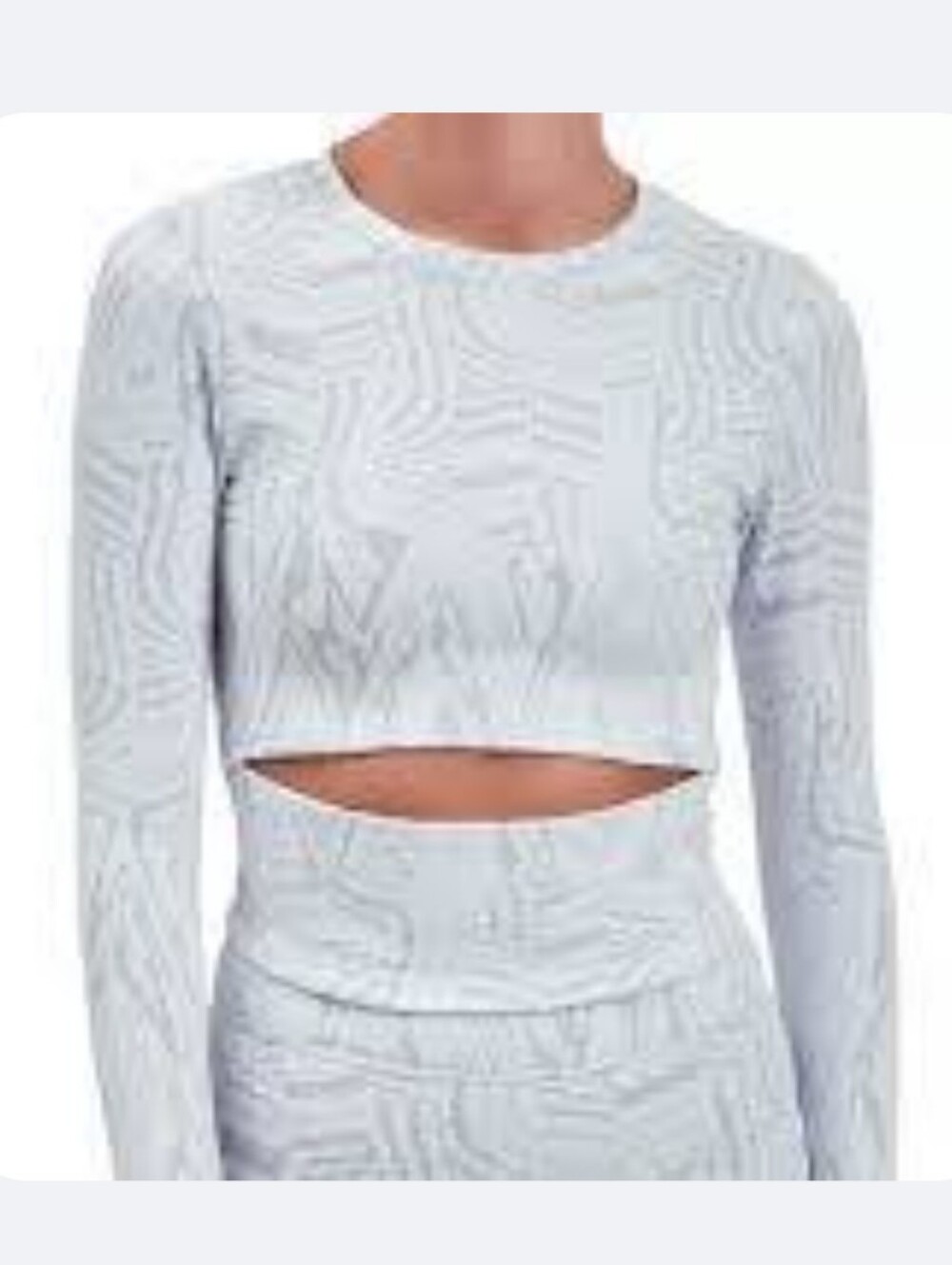 Revolve Devon Windsor Dune Long Sleeve Top Blanco Sz M $175 Cropped Cutout Zebra